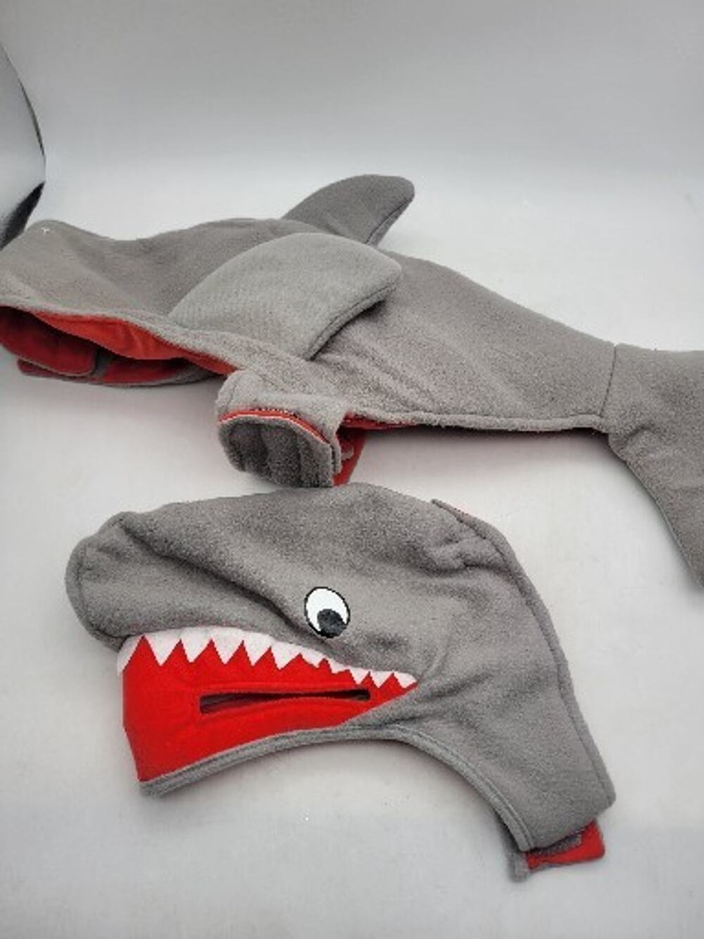 Shark Animal Gray Grey W/ Red Teeth Dog Costume Size L See Pictures